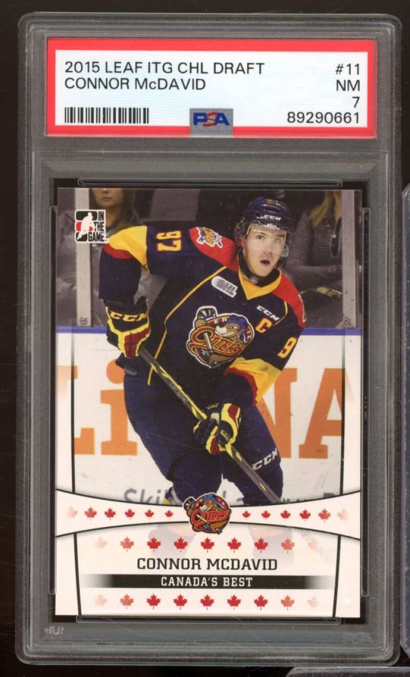 Connor McDavid Rookie Card 2015-16 Leaf ITG CHL Draft #11 PSA 7 Image 1