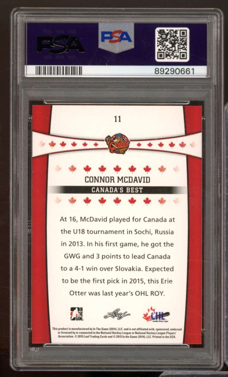 Connor McDavid Rookie Card 2015-16 Leaf ITG CHL Draft #11 PSA 7 Image 2