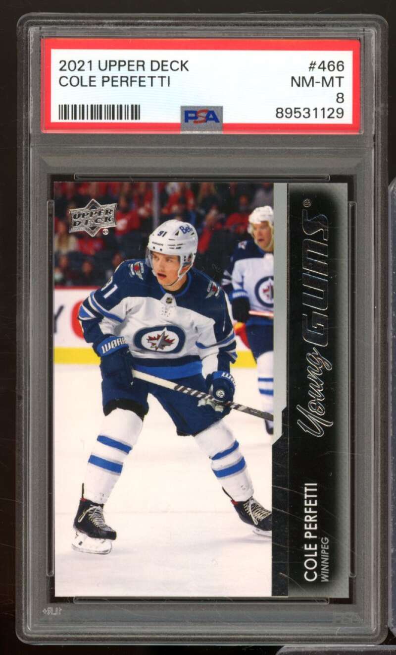 Cole Perfetti Rookie Card 2021-22 Upper Deck #466 PSA 8 Image 1