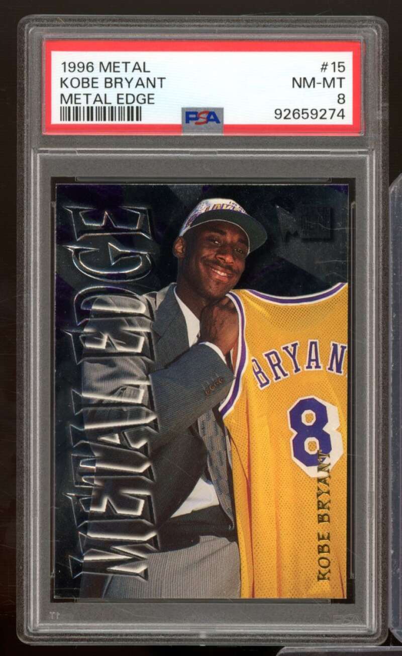 Kobe Bryant Card 1996-97 Metal #15 PSA 8 Image 1