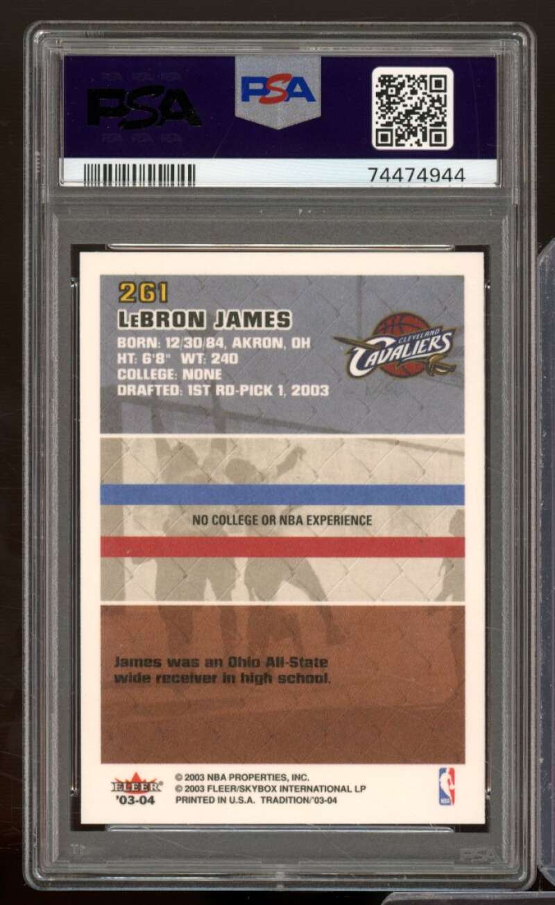 LeBron James Rookie Card 2003-04 Fleer Tradition #261 PSA 9 Image 2