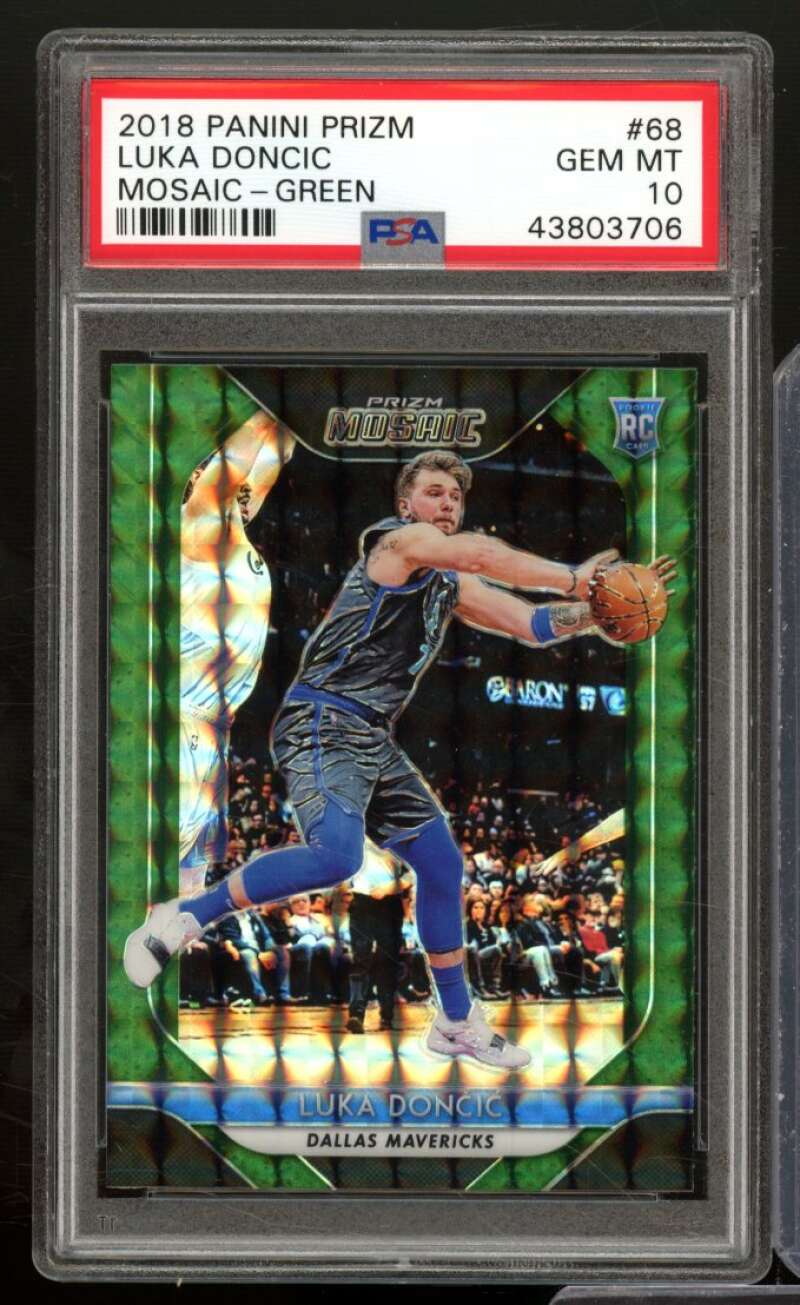 Luka Doncic Rookie Card 2018-19 Panini Prizm Mosaic Green #68 PSA 10 Image 1