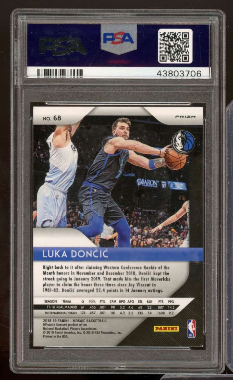 Luka Doncic Rookie Card 2018-19 Panini Prizm Mosaic Green #68 PSA 10 Image 2