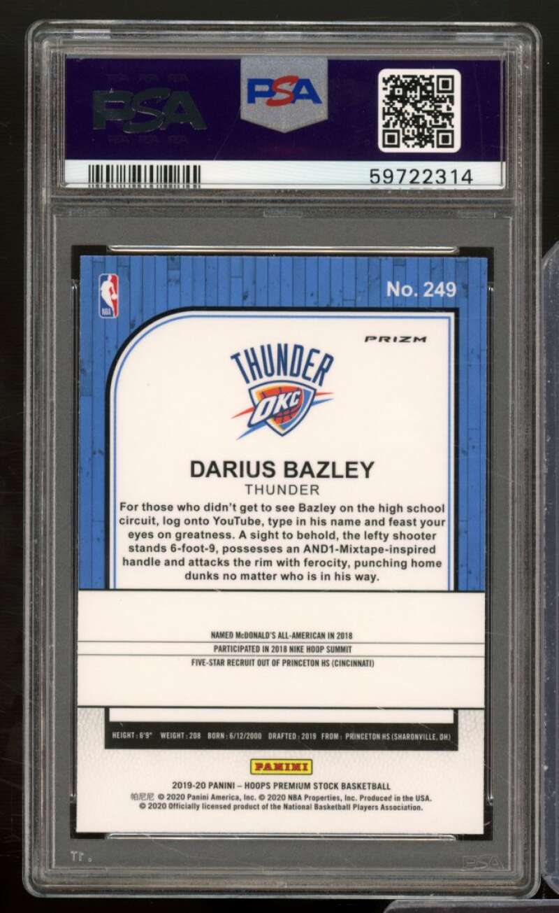 Darius Bazley Rookie Card 2019-20 Hoops Premium Stock Pulsar #249 PSA 10 Image 2