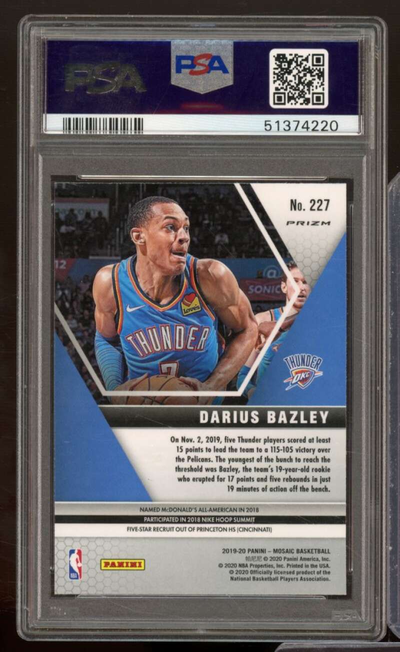 Darius Bazley Rookie Card 2019-20 Panini Mosaic Silver Prizm #227 PSA 10 Image 2