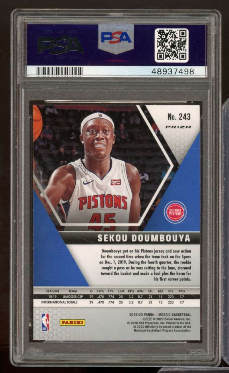 Sekou Doumbouya Rookie Card 2019-20 Panini Mosaic #243 PSA 10 Image 2