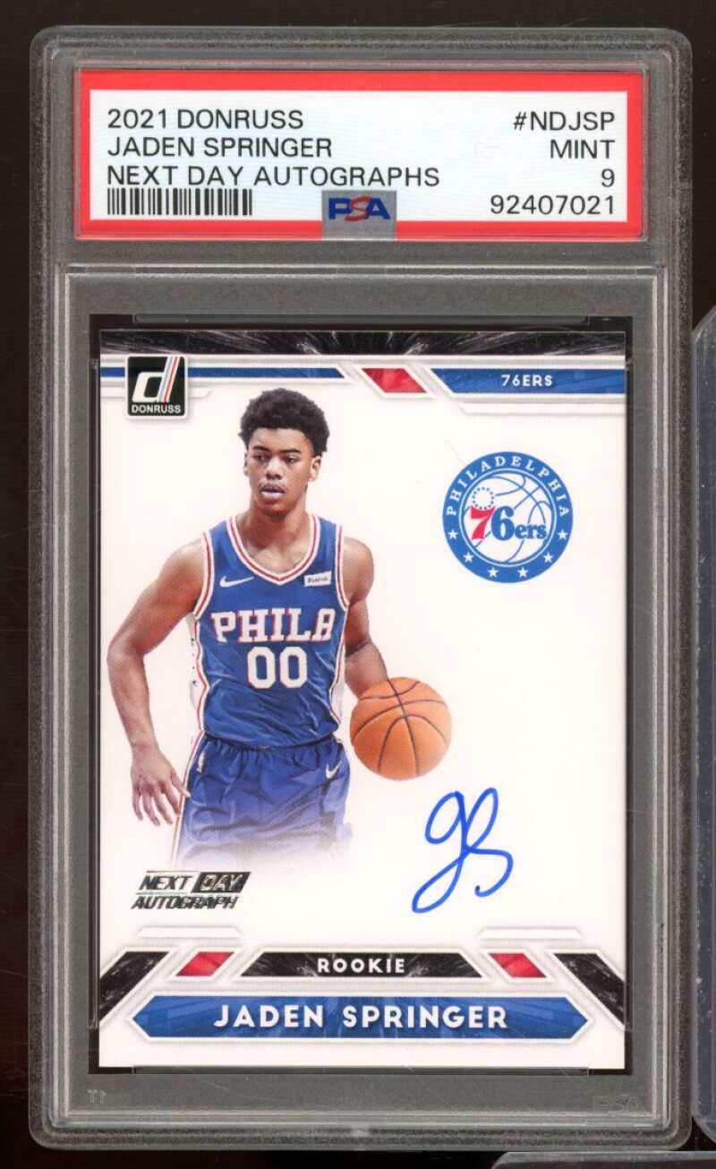 Jaden Springer Card 2021-22 Donruss Next Day Autographs (pop 1) #Ndjsp PSA 9 Image 1