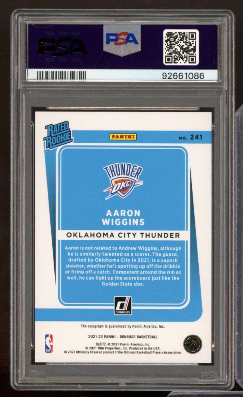 Aaron Wiggins Rookie 2021-22 Donruss Signature Blue Choice (pop 1) #241 PSA 9 Image 2