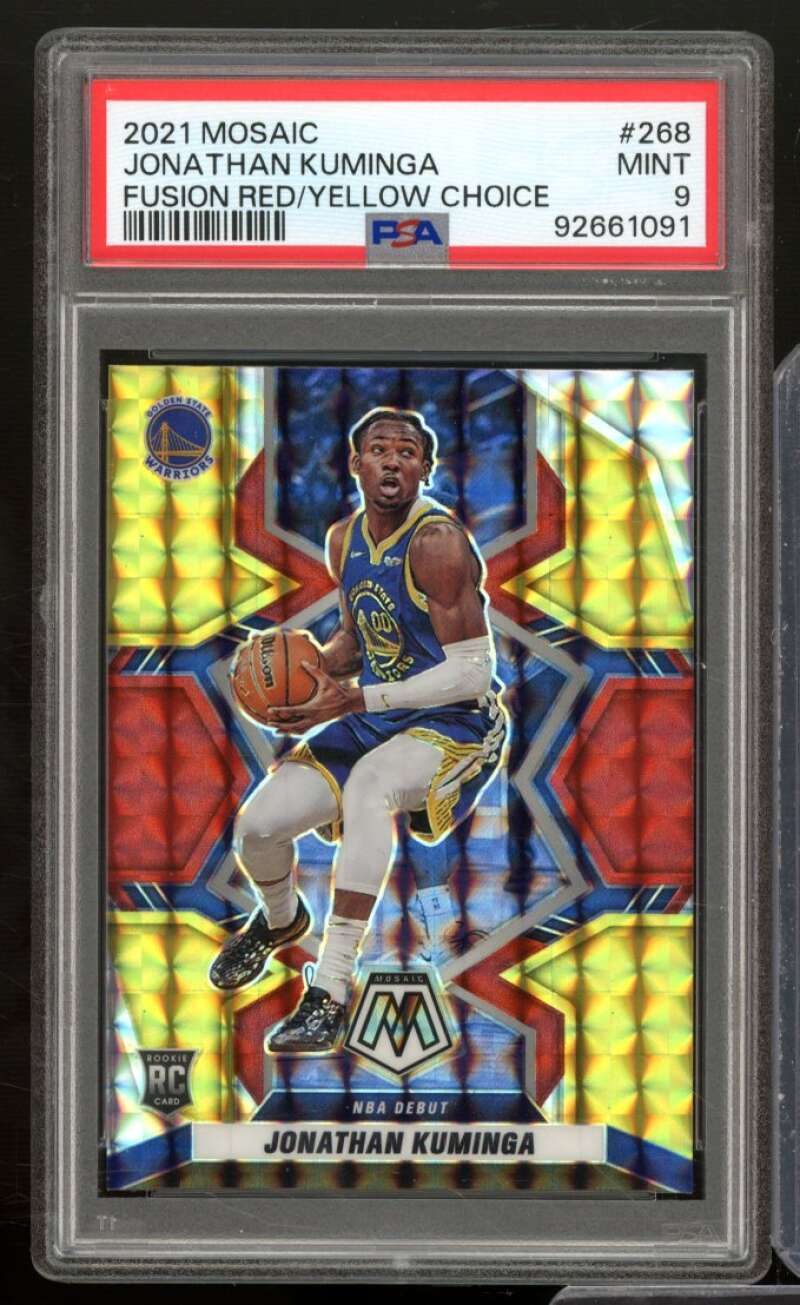 Jonathan Kuminga Rookie Card 2021-22 Mosaic Fusion Red/Yellow Choice #268 PSA 9 Image 1