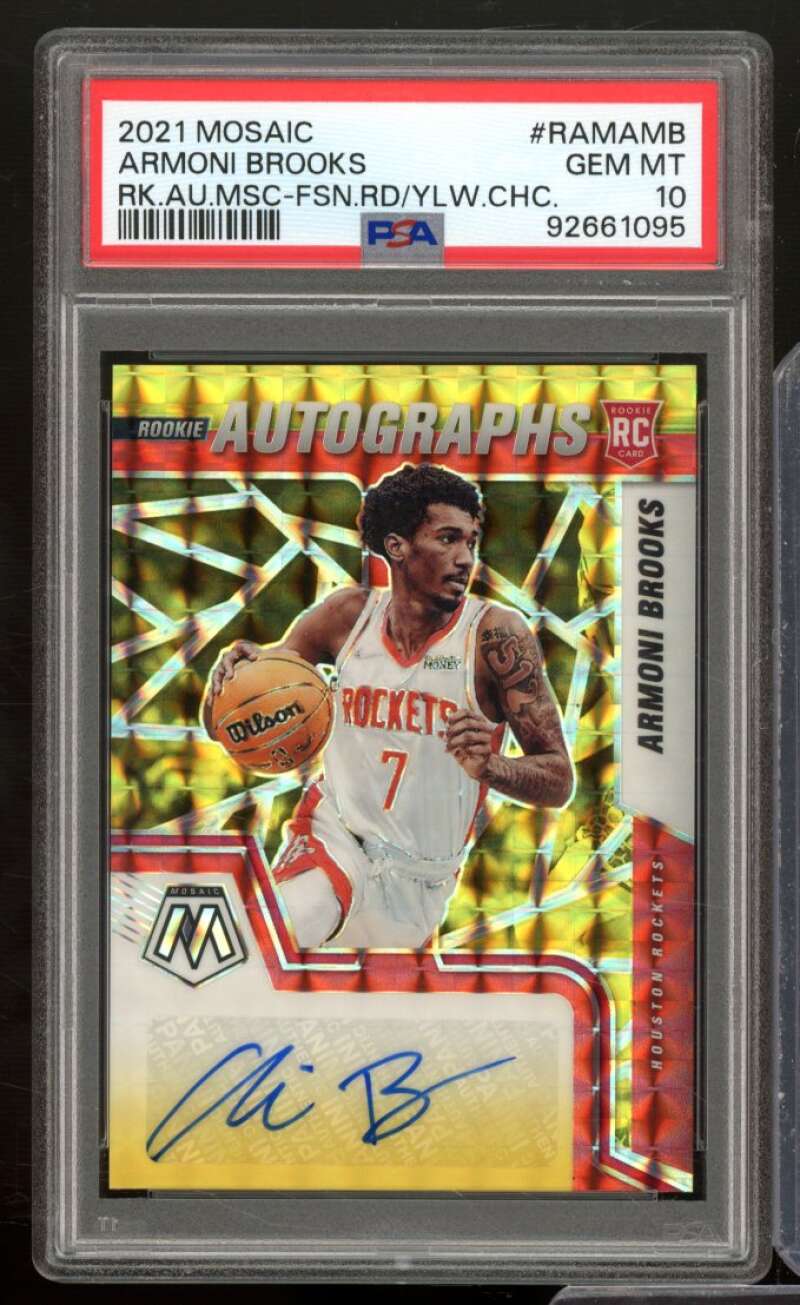 Armoni Brooks Rookie 2021-22 Mosaic Rookie Auto Red Yellow Choice #Ramamb PSA 10 Image 1