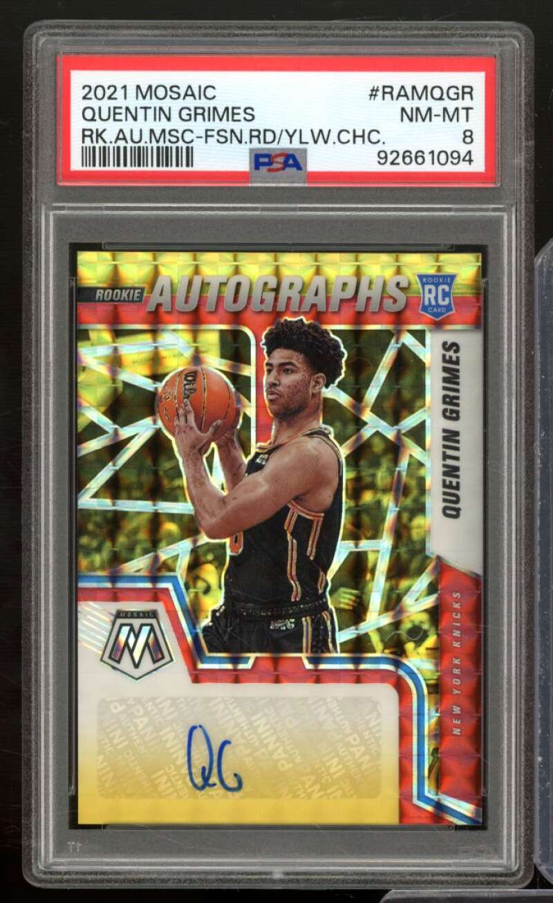 Quentin Grimes Rookie 2021-22 Mosaic Rookie Auto Red Yellow Choice #Ramqgr PSA 8 Image 1