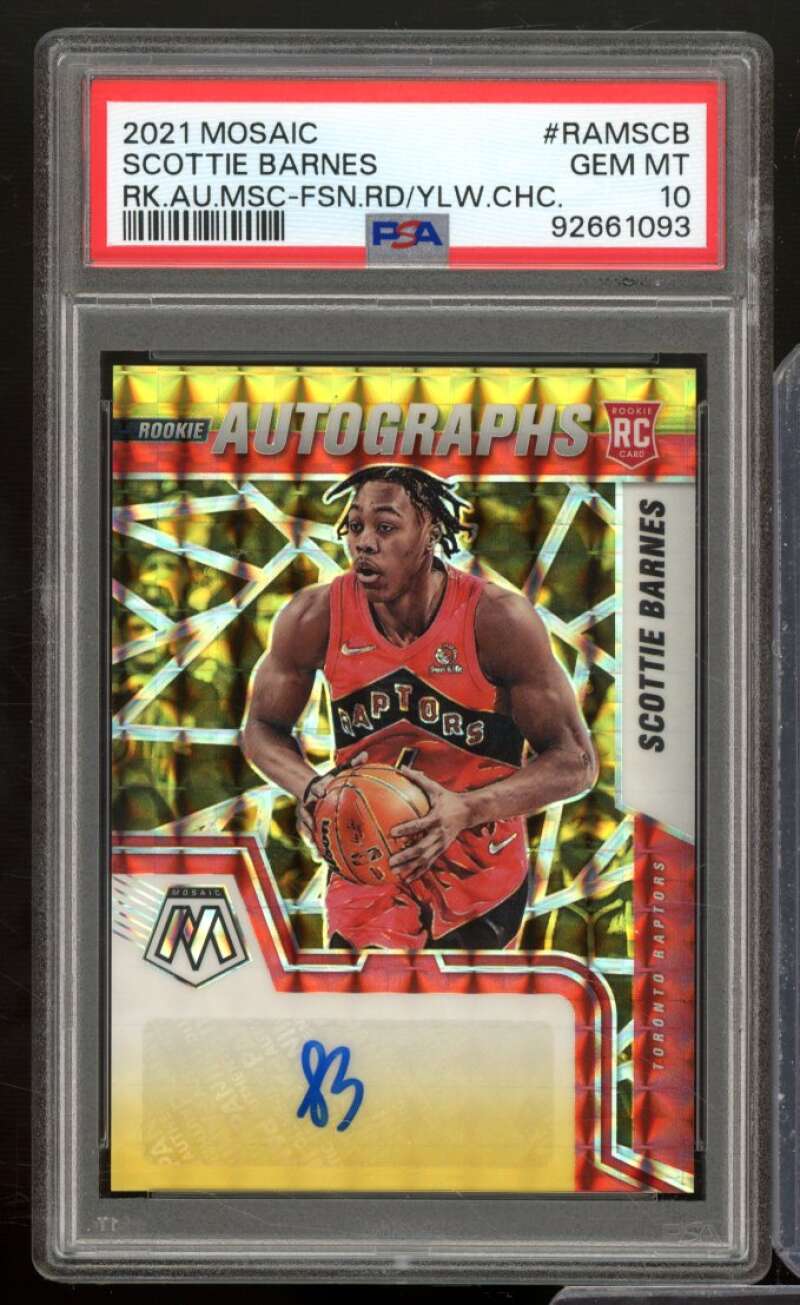 Scottie Barnes Rookie 2021-22 Mosaic RC Auto Red Yellow Choice #Ramscb PSA 10 Image 1