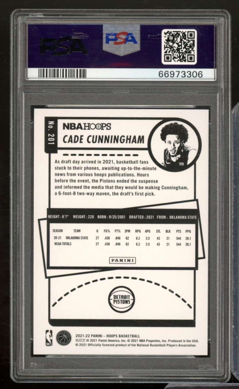 Cade Cunningham Rookie Card 2021-22 Panini NBA Hoops #201 PSA 9 Image 2