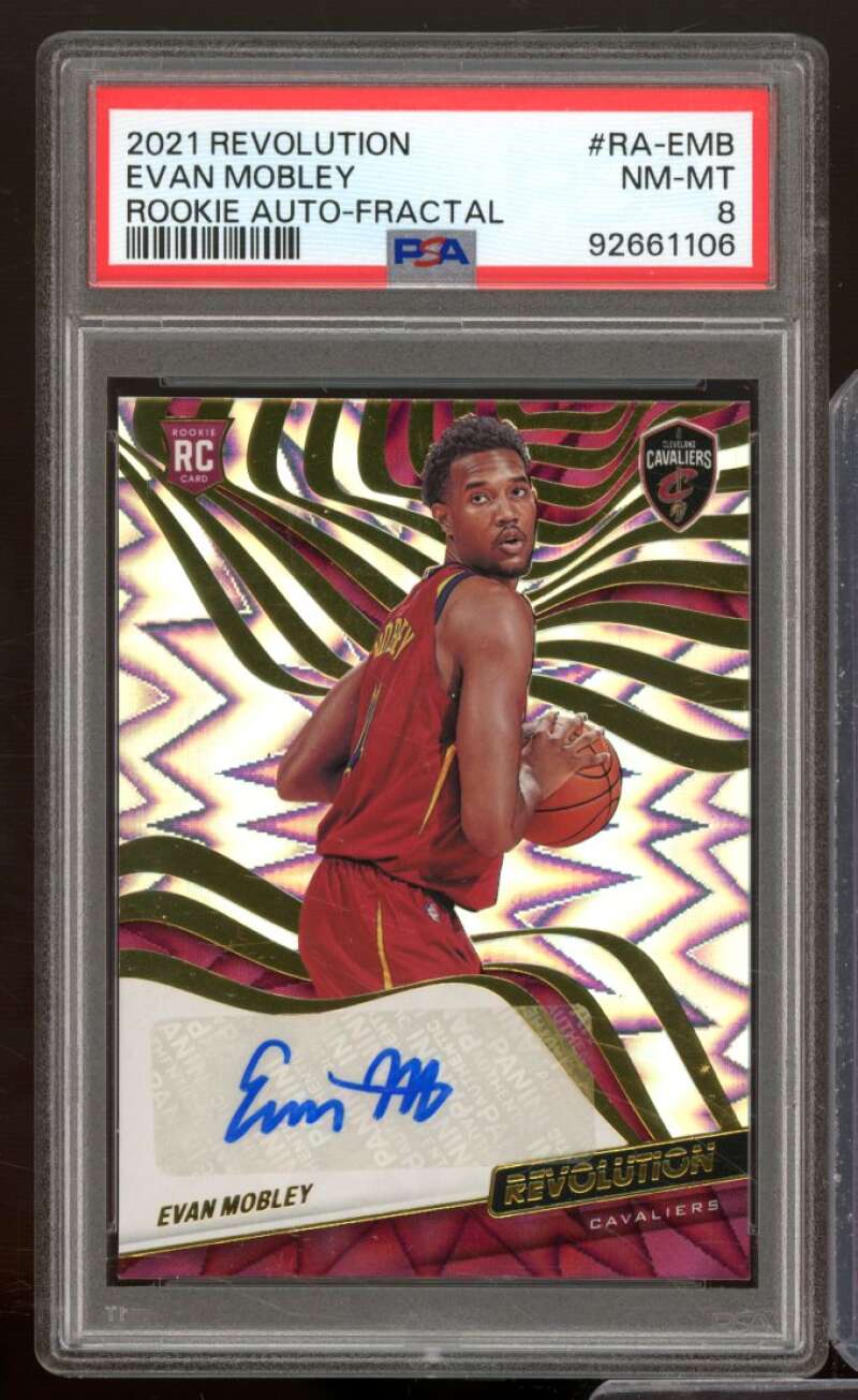 Evan Mobley Rookie Card 2021-22 Revolution Auto-Fractal #RA-EMB PSA 8 Image 1