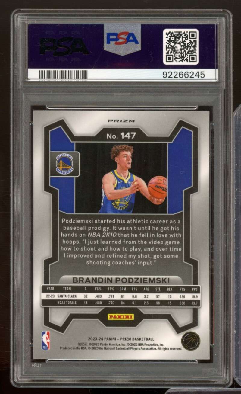 Brandin Podziemski Rookie Card 2023-24 Prizm Silver #147 PSA 9 Image 2