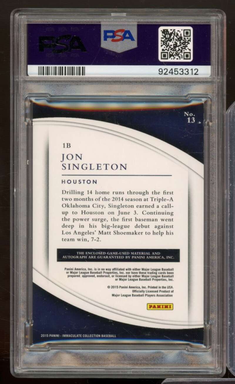 Jon Singleton Rookie 2015 Panini Immaculate Collection #13 (Serial 1/1) PSA 8 Image 2