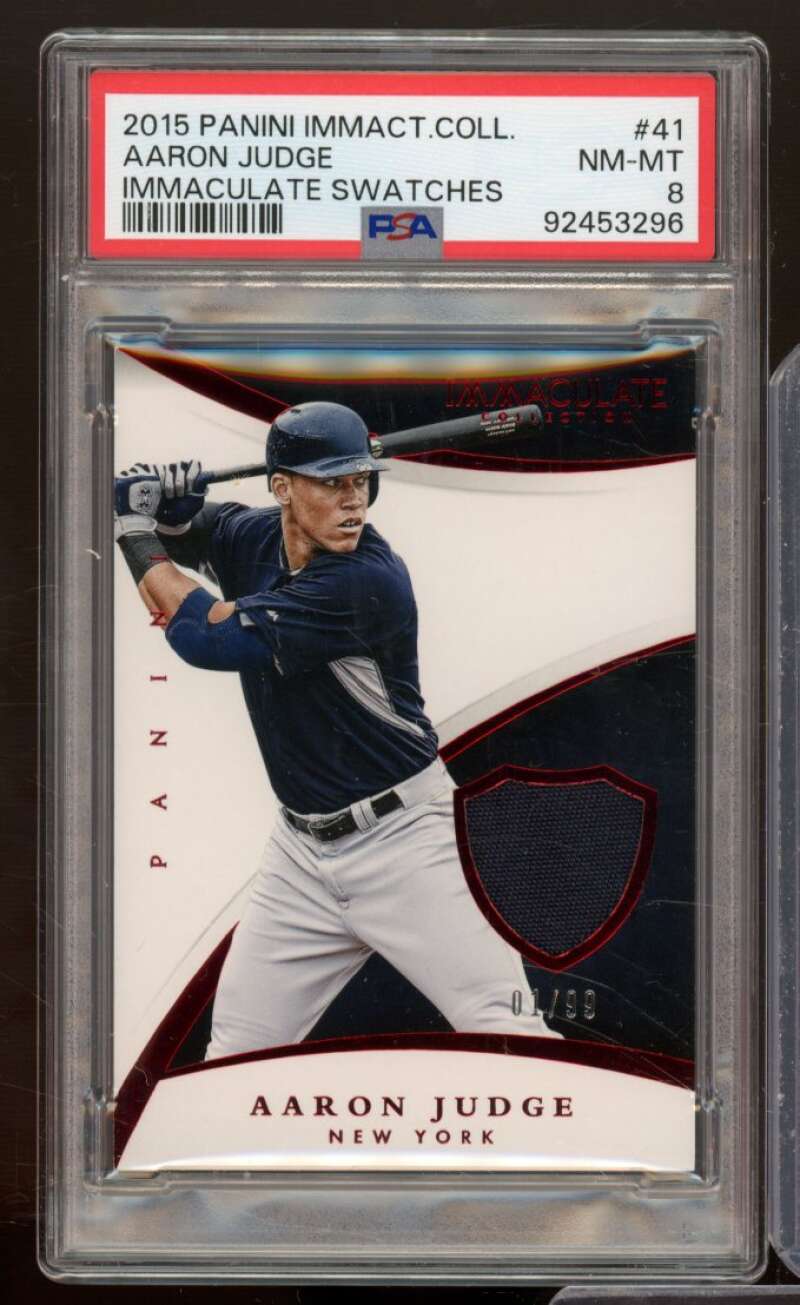 Aaron Judge Rookie 2015 Panini Immaculate Collection Swatches (1/99) #41 PSA 8 Image 1