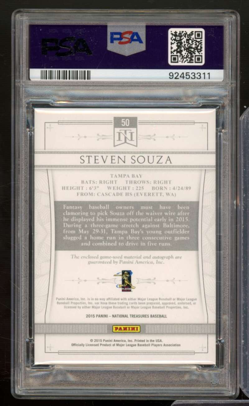 Steven Souza 2015 Panini National Treasures Silhouette Mat Auto 1/1 #50 PSA 9 Image 2