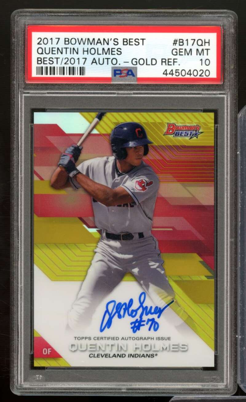 Quentin Holmes Rookie 2017 Bowman's Best Autographs Gold Refractor #B17QH PSA 10 Image 1