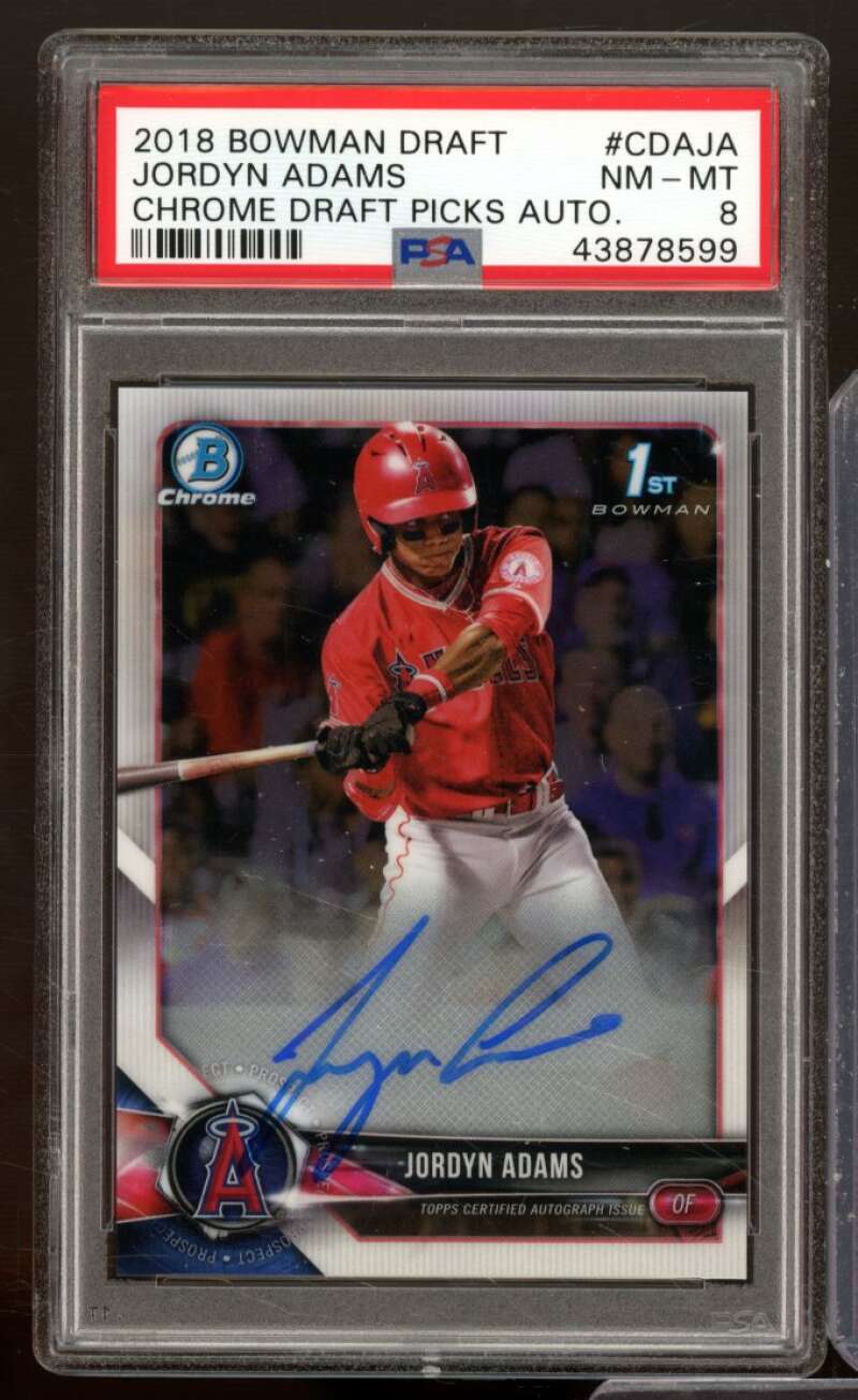 Jordyn Adams Rookie Card 2018 Bowman Draft Chrome Picks Autograph #CDAJA PSA 8 Image 1