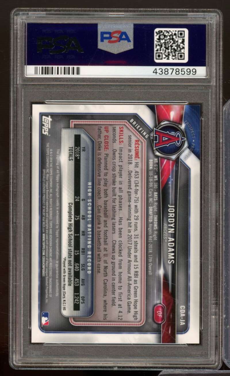 Jordyn Adams Rookie Card 2018 Bowman Draft Chrome Picks Autograph #CDAJA PSA 8 Image 2