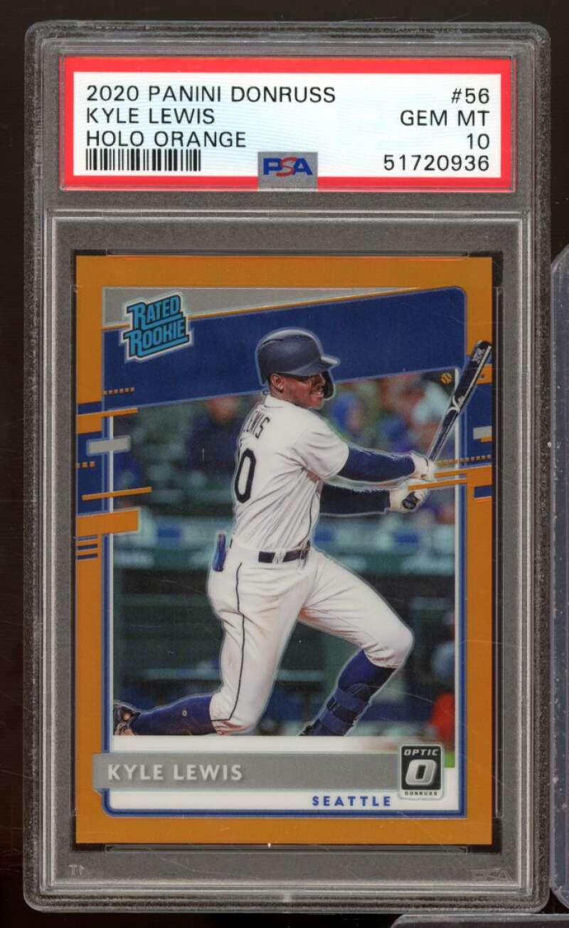 Kyle Lewis Card 2020 Panini Donruss Holo Orange #56 PSA 10 Image 1