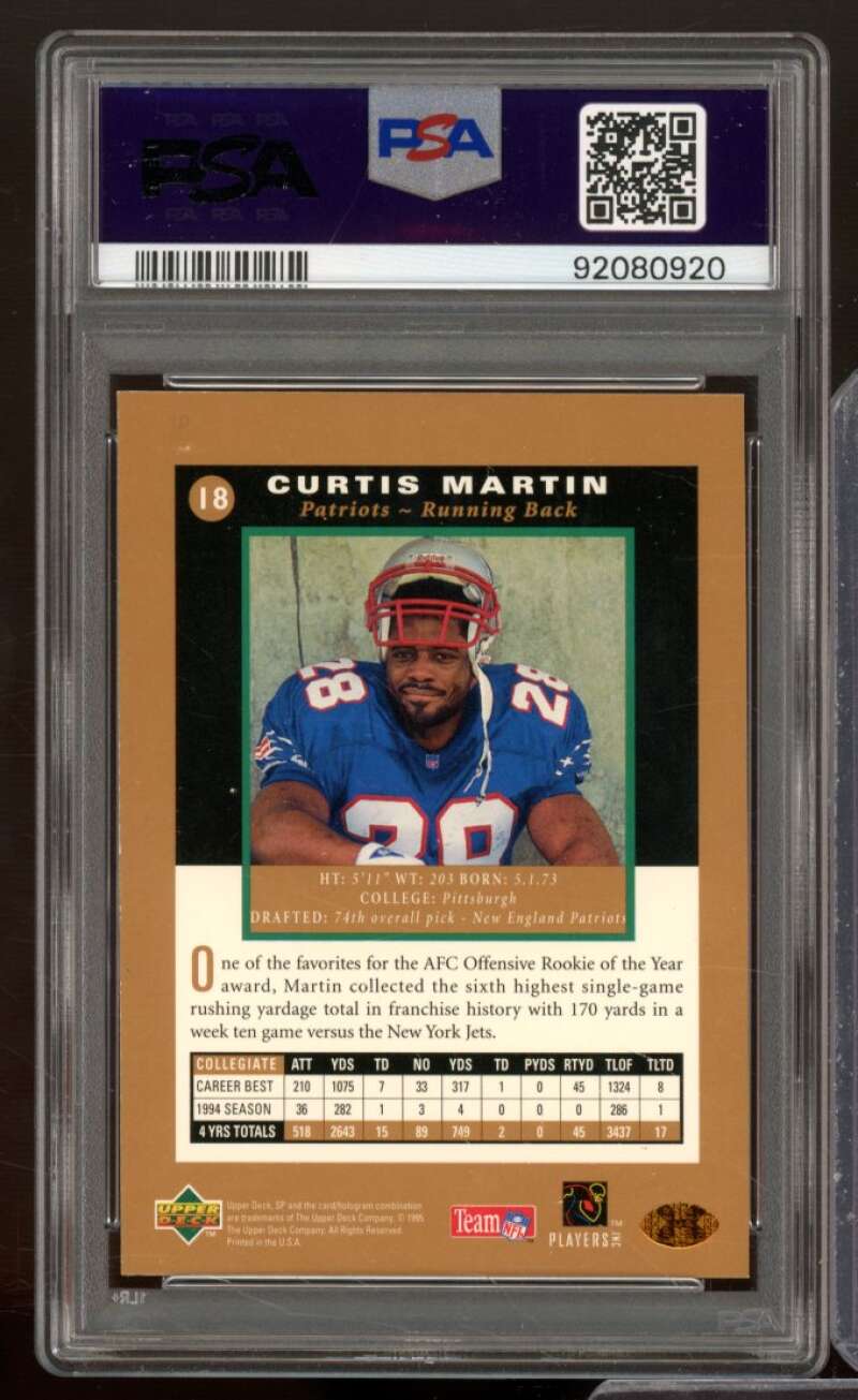 Curtis Martin Rookie Card 1995 SP #18 PSA 7 Image 2