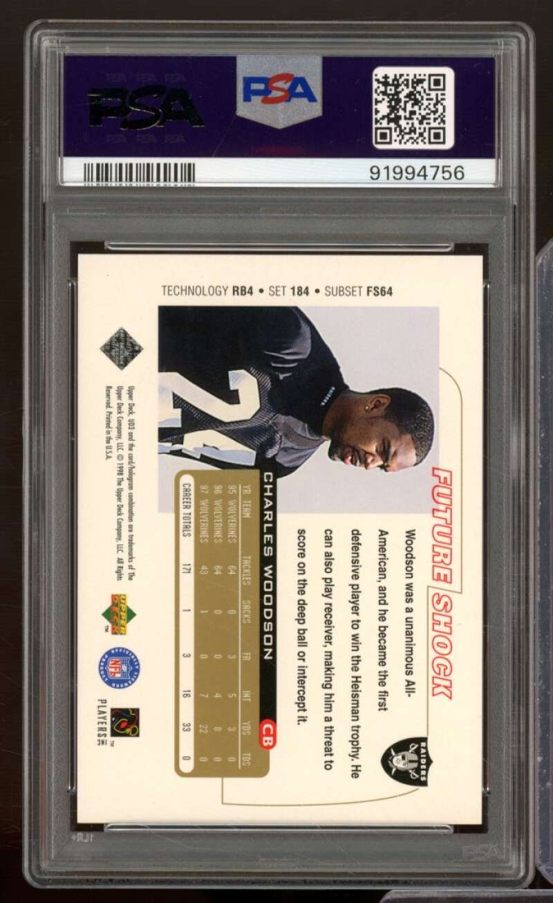 Charles Woodson Rookie Card 1998 UD3 #184 PSA 9 Image 2