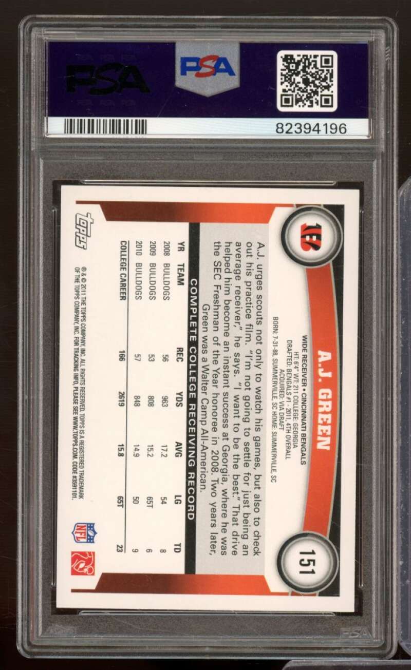 A.J. Green Rookie Card 2011 Topps #151 PSA 9 Image 2