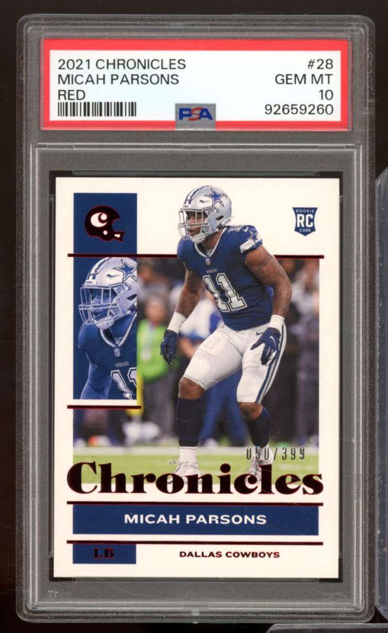 Micah Parsons Rookie Card 2021 Chronicles Gem Red #28 (pop 4) PSA 10 Image 1