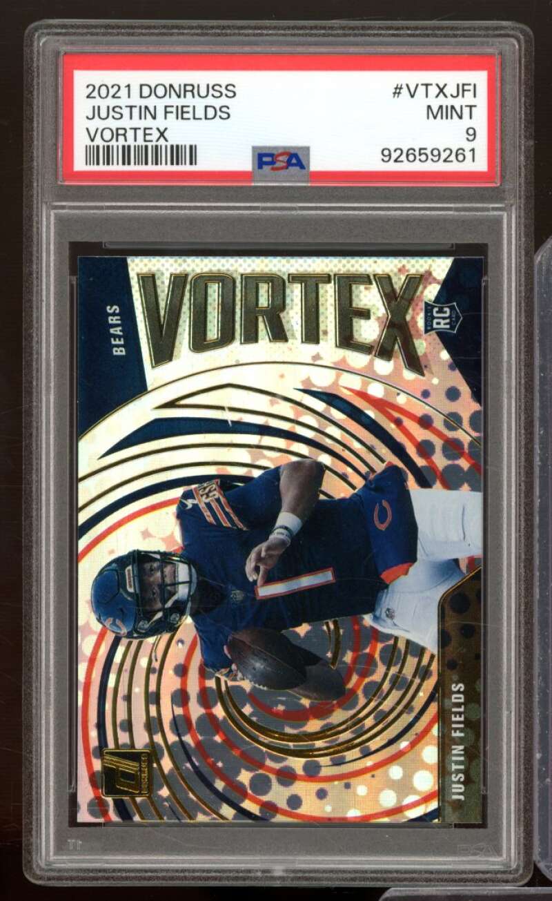 Justin Fields Rookie Card 2021 Donruss Vortex #VTXJFI PSA 9 Image 1