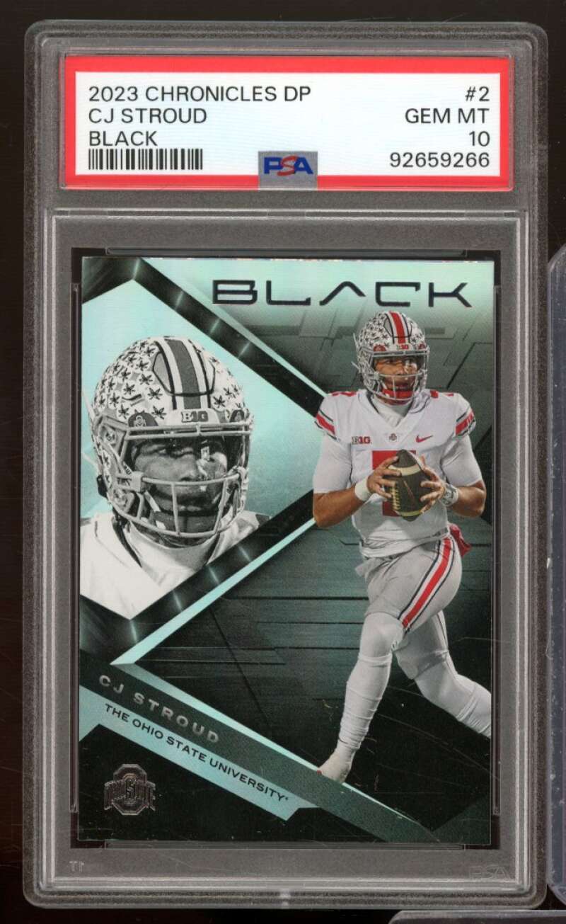 C.J. Stroud Rookie Card 2023 Chronicles DP Black #2 PSA 10 Image 1