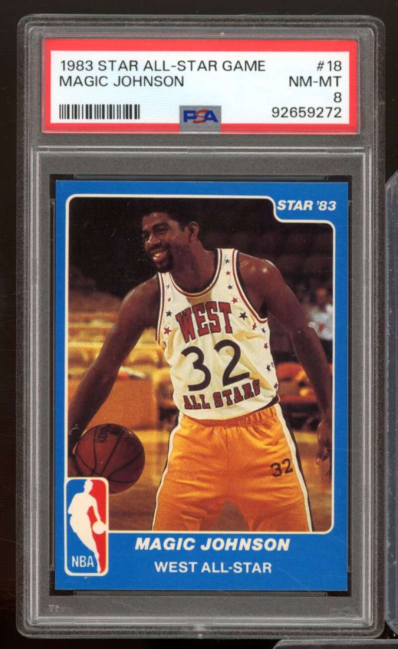 Magic Johnson Card 1983-84 Star #18 PSA 8 Image 1