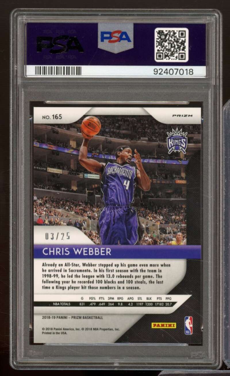 Chris Webber Card 2018-19 Panini Prizm Mojol Prizm (pop 2) #165 PSA 10 Image 2