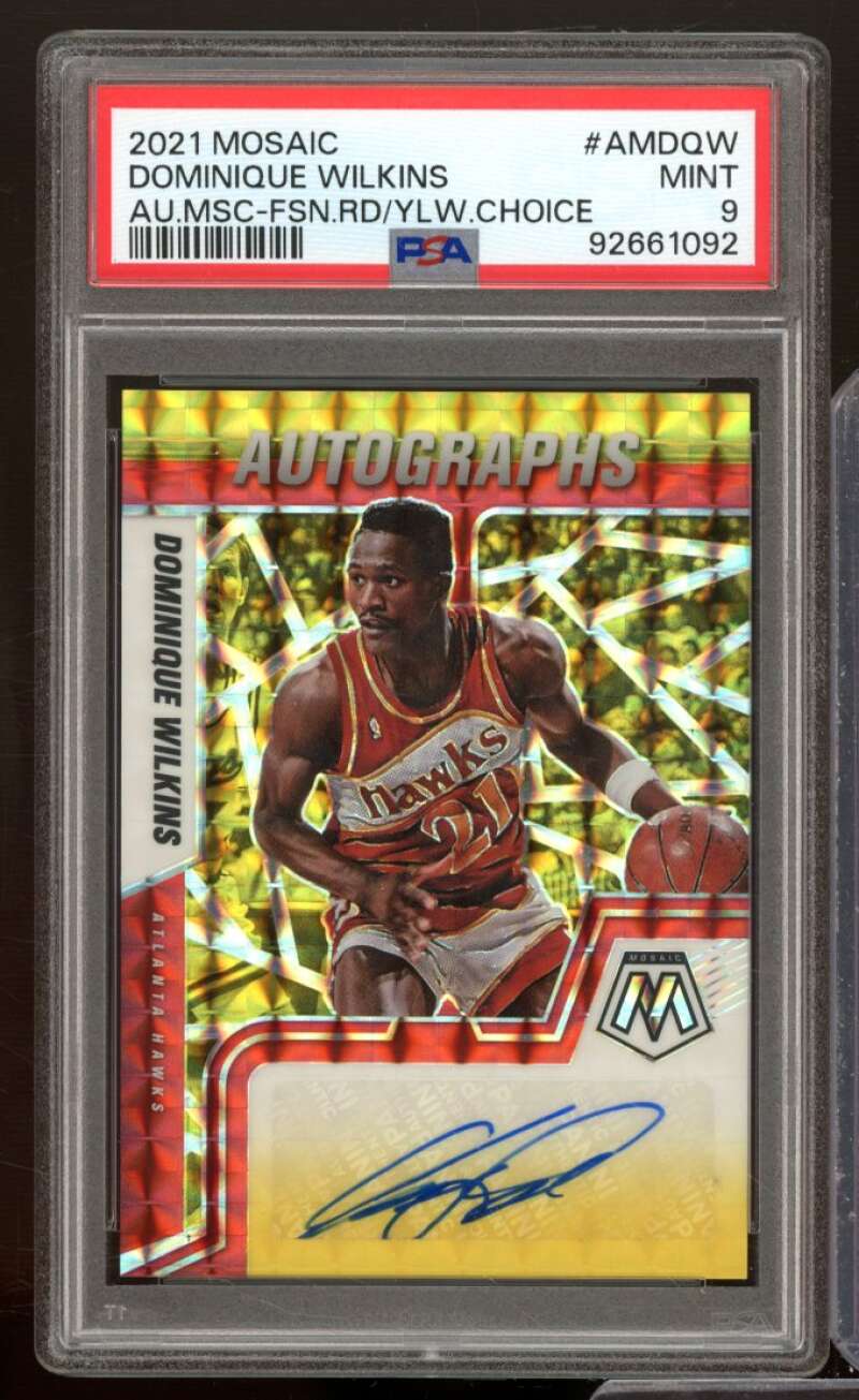 Dominique Wilkins Card 2021-22 Mosaic Auto Fusion Red/Yellow Choice #Amdqw PSA 9 Image 1