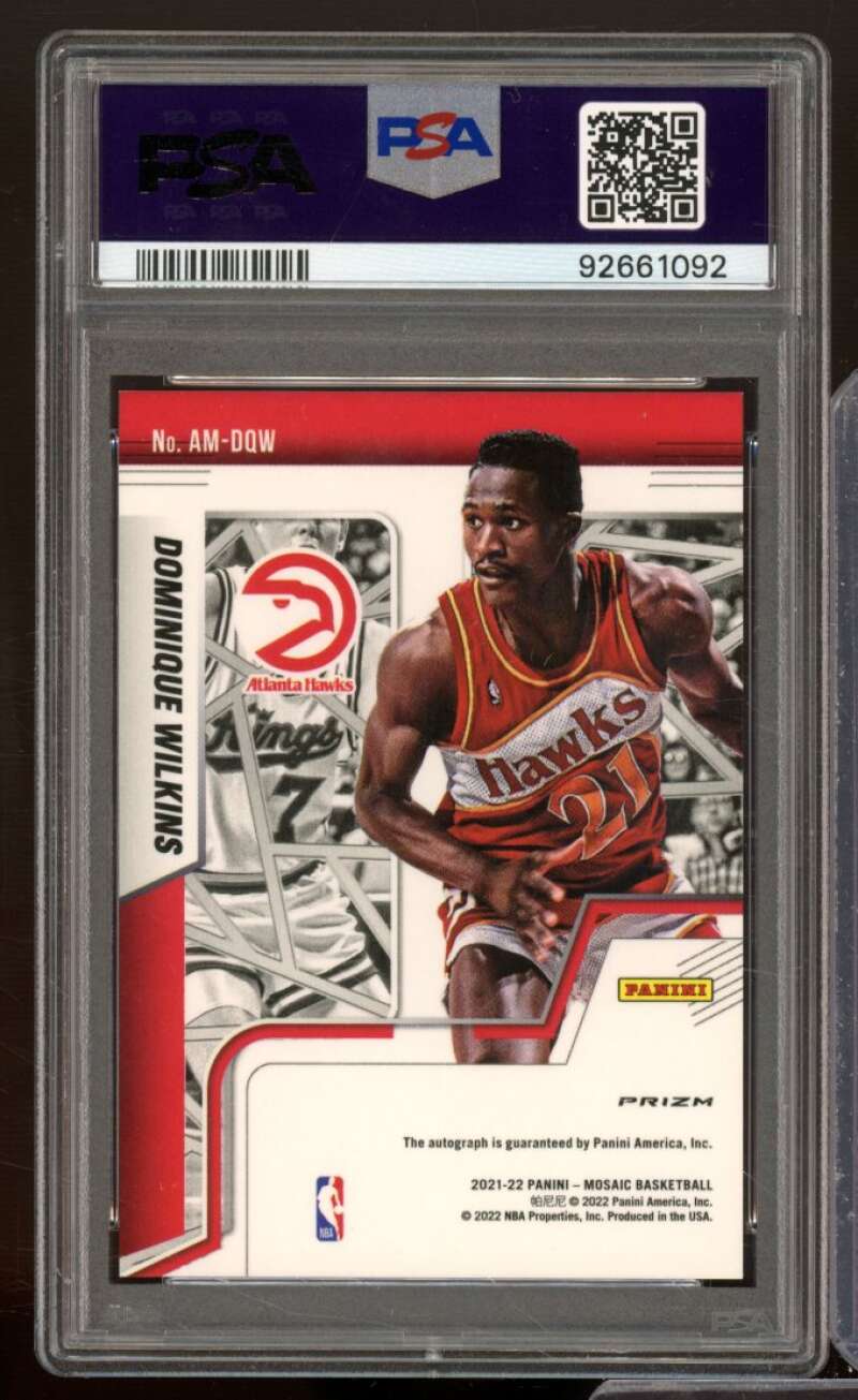 Dominique Wilkins Card 2021-22 Mosaic Auto Fusion Red/Yellow Choice #Amdqw PSA 9 Image 2