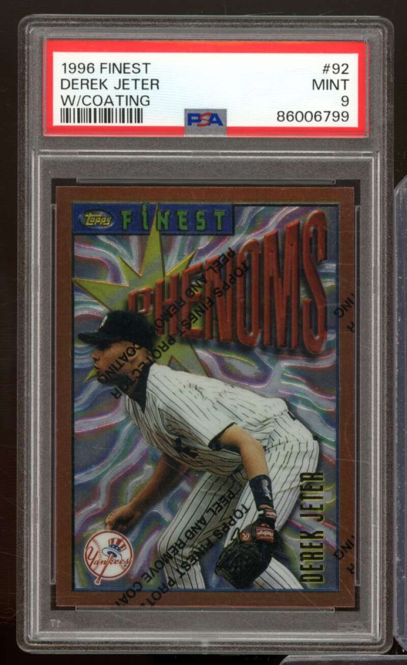 Derek Jeter Card 1996 Finest w/Coating #92 PSA 9 Image 1