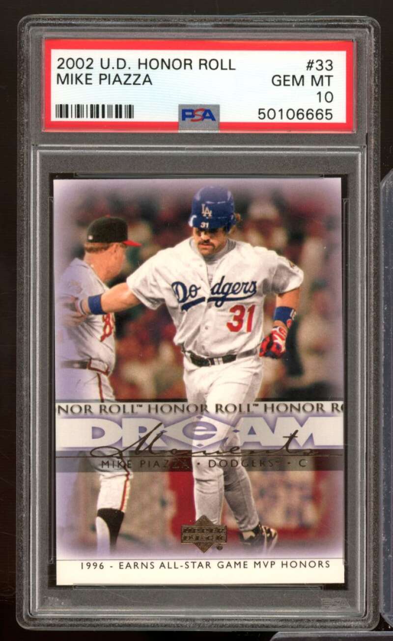 Mike Piazza Card 2002 Upper Deck Honor Roll #33 (pop 6) PSA 10 Image 1