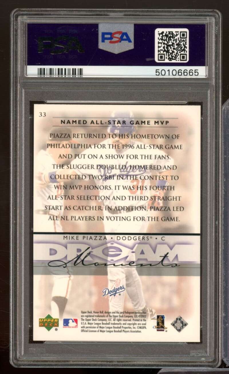 Mike Piazza Card 2002 Upper Deck Honor Roll #33 (pop 6) PSA 10 Image 2