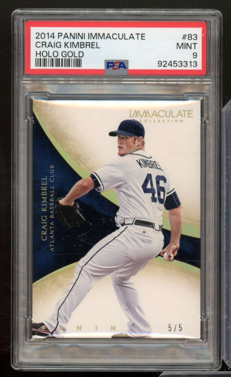 Craig Kimbrel Card 2014 Panini Immaculate Holo Gold (Serial #d 5/5) #83 PSA 9 Image 1