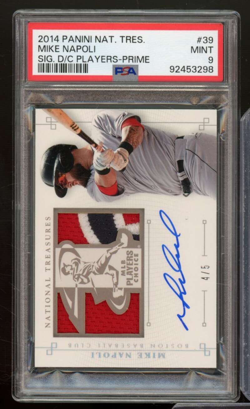 Mike Napoli 2014 Panini National Treasures Signature Prime (Ser # 4/5) #39 PSA 9 Image 1