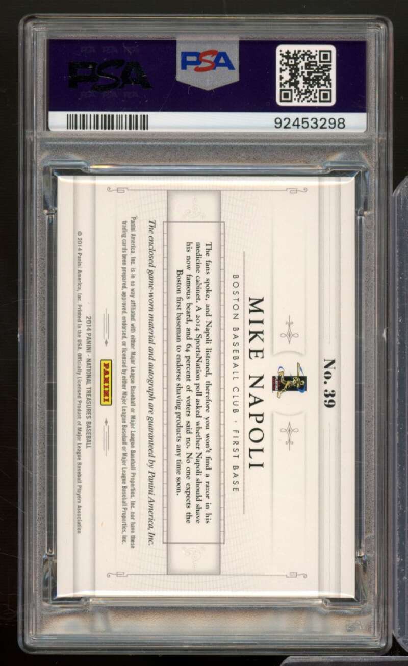 Mike Napoli 2014 Panini National Treasures Signature Prime (Ser # 4/5) #39 PSA 9 Image 2