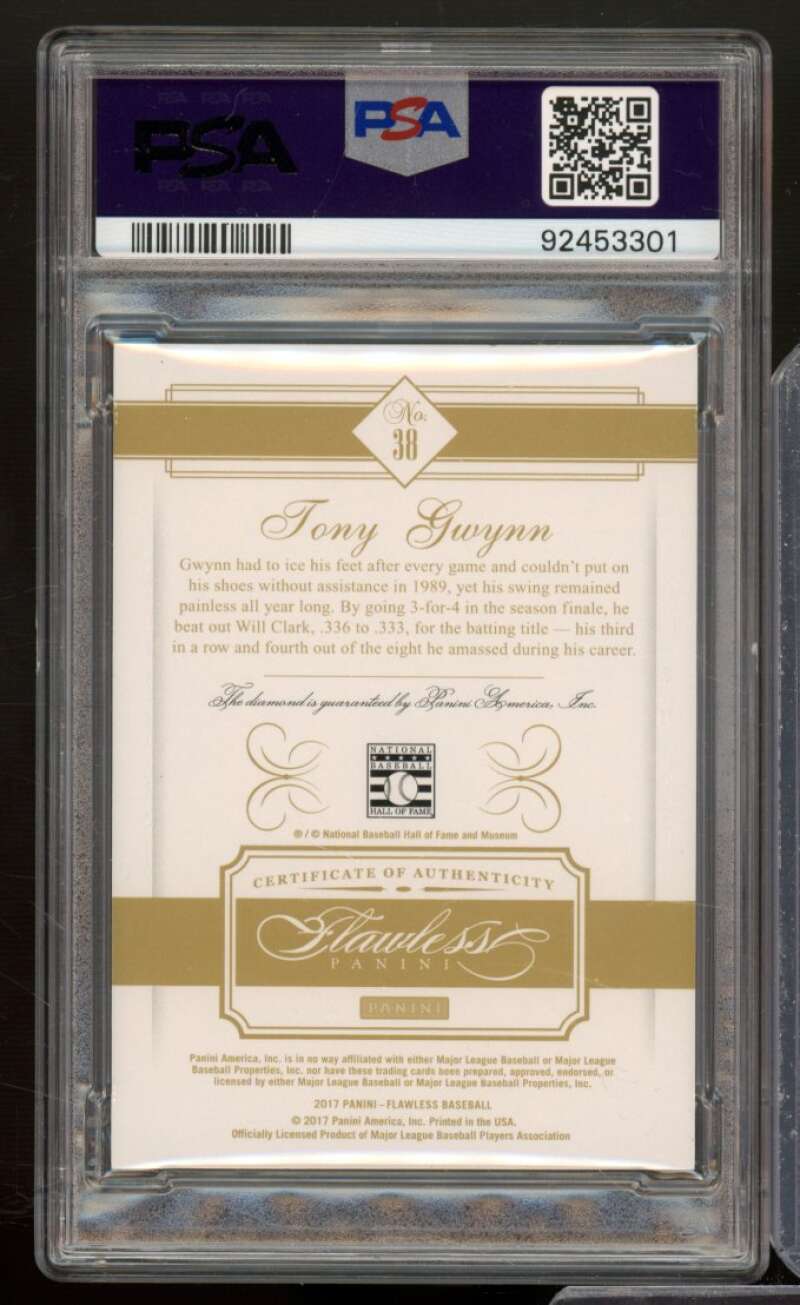 Tony Gwynn Card 2017 Panini Flawless (pop 1) #38 PSA 9 Image 2