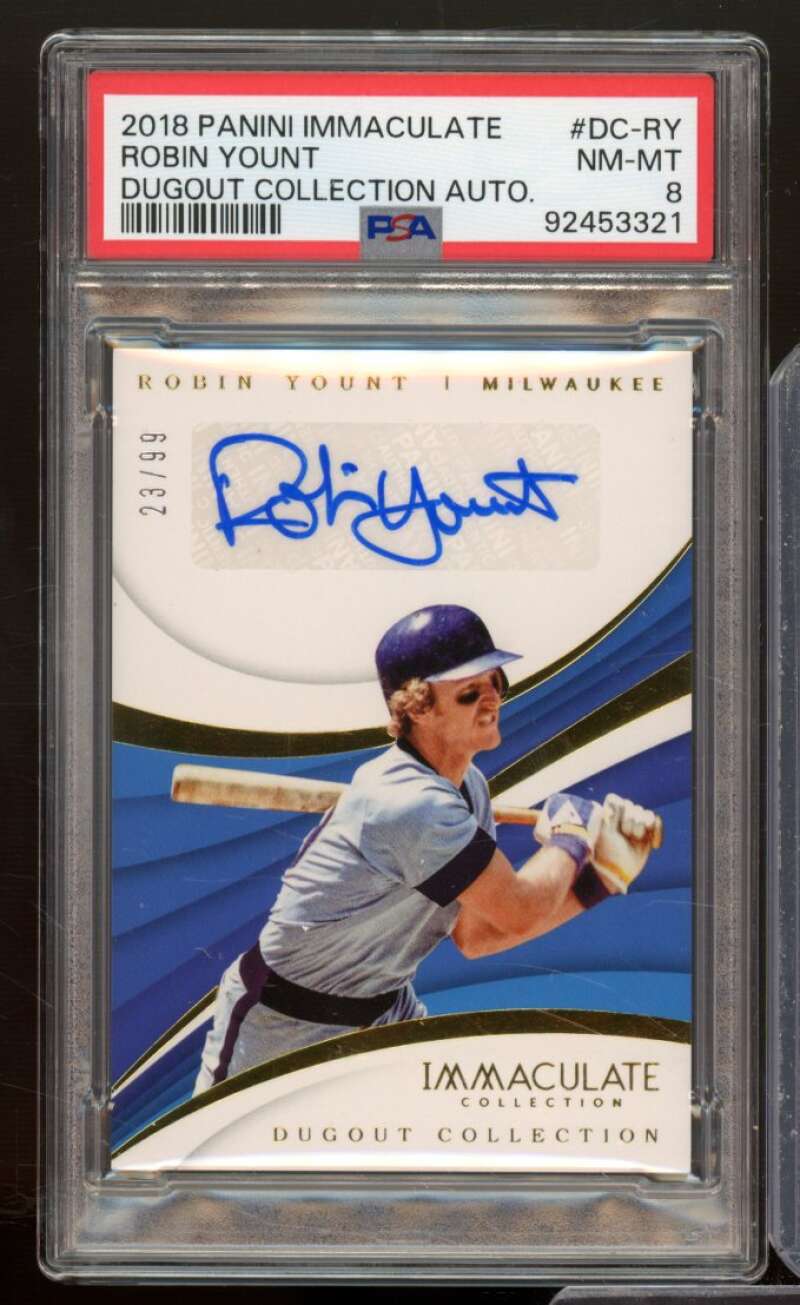 Robin Yount 2018 Panini Immaculate Dugout Collection Auto (pop 1) #DC-RY PSA 8 Image 1