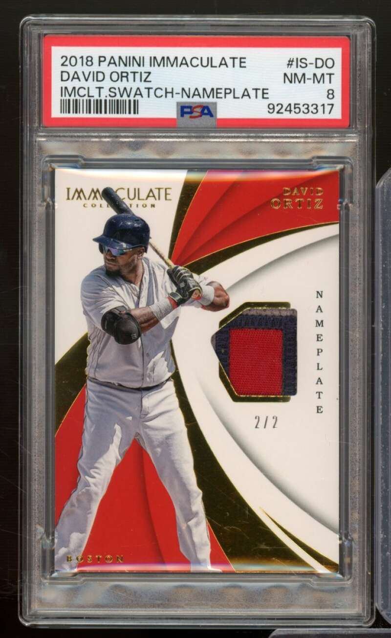 David Ortiz 2018 Panini Immaculate Swatch Nameplate (Serial # 2/2) #IS-DO PSA 8 Image 1