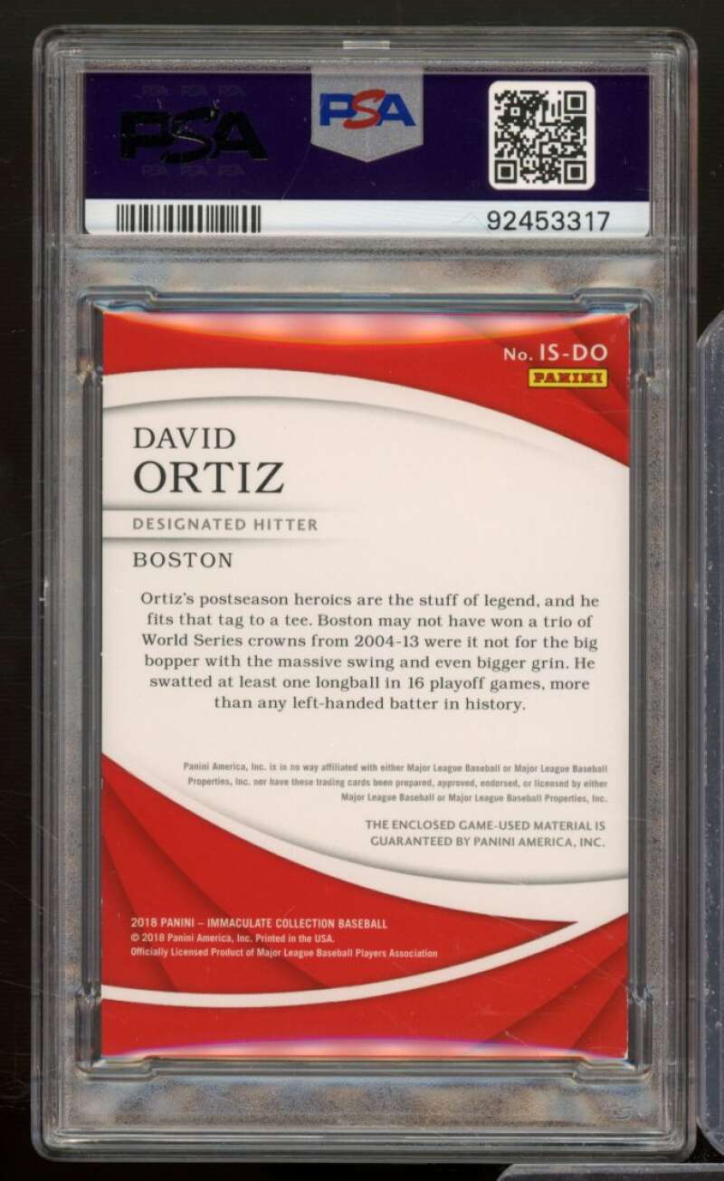 David Ortiz 2018 Panini Immaculate Swatch Nameplate (Serial # 2/2) #IS-DO PSA 8 Image 2