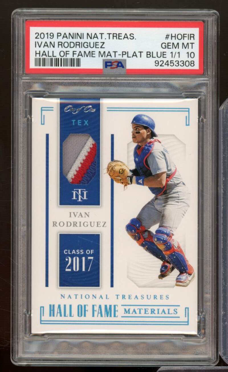 Ivan Rodriguez 2019 Panini National Treasures Materials Blue (1/1) #HOFIR PSA 10 Image 1