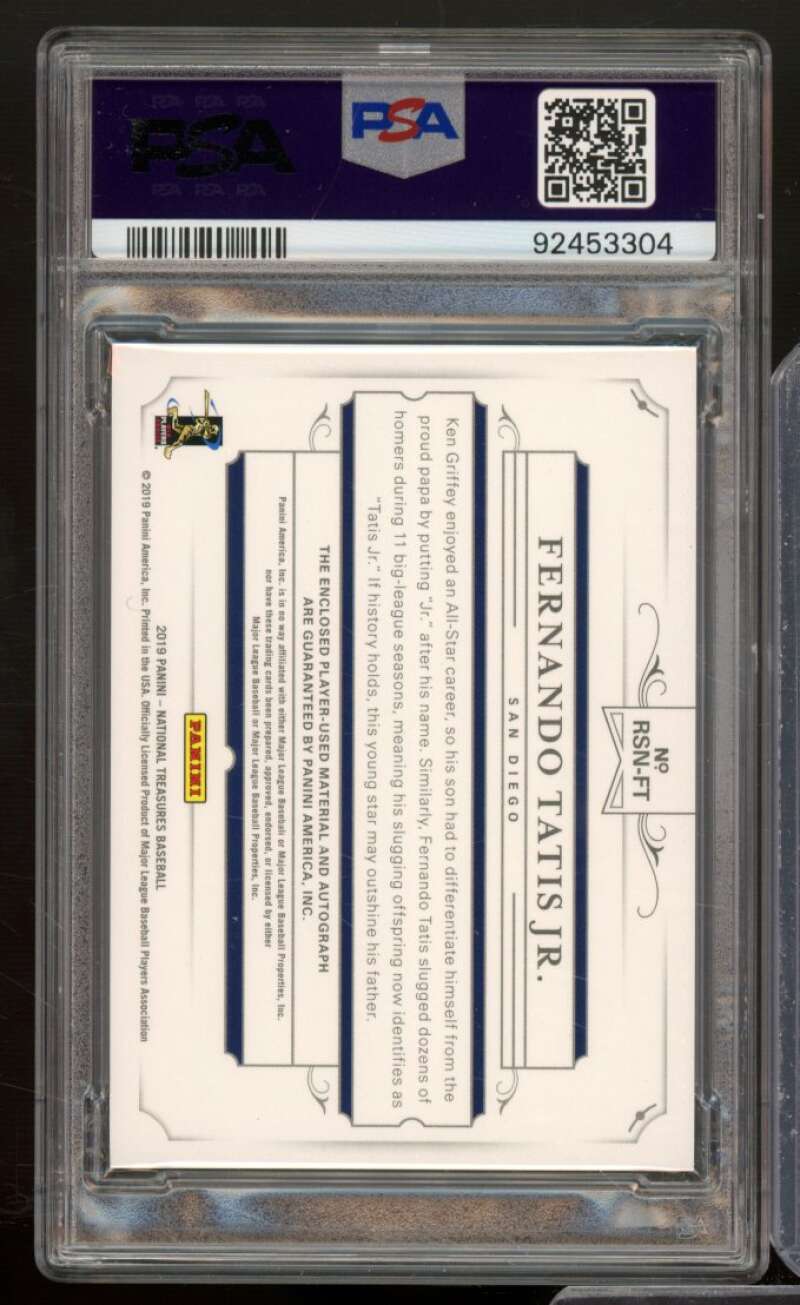 Fernando Tatis Jr Rookie 2019 National Treasures Signature Material #RSNFT PSA 8 Image 2