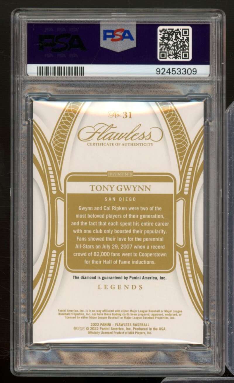 Tony Gwynn Card 2022 Flawless #31 (pop 1) PSA 10 Image 2