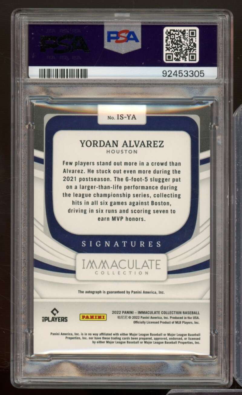 Yordan Alvarez 2022 Immaculate Collection Signatures Gold (Ser# 2/7) #ISYA PSA 8 Image 2